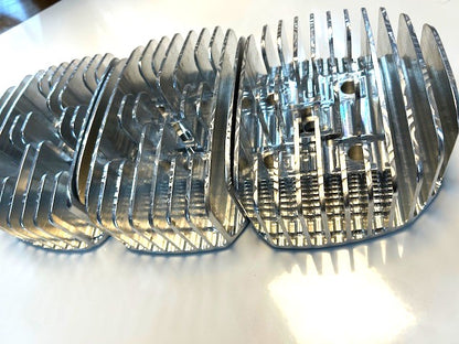 Kawasaki H1 500SS billet cylinder head — polished finish, vintage motorcycle performance part Japan
