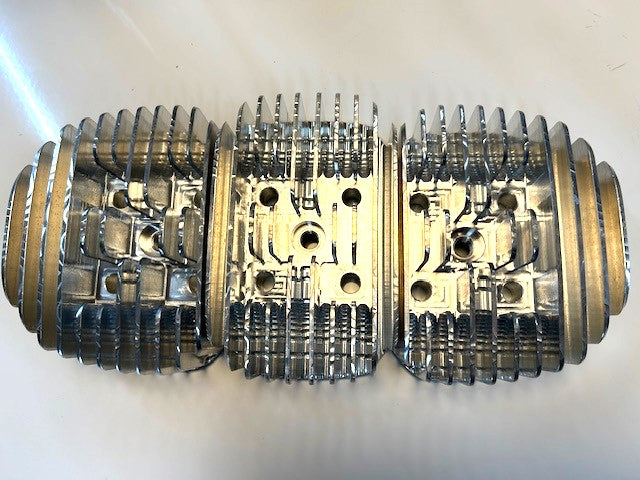 Kawasaki H1 Mach III machined cylinder head — race-proven combustion chamber shape, iNOUE BORING