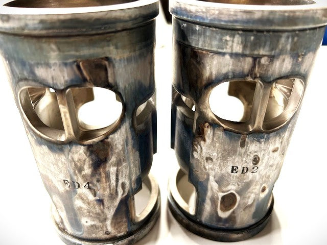 YAMAHA RZ350 φ64mm ICBM cylinder — Bridge-Port pillar structure detail, iNOUE BORING
